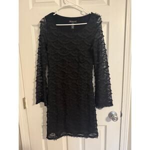 NWT INC Black Lace Eyelet Fitted Mini Dress Semi Formal, Little Black Dress XS